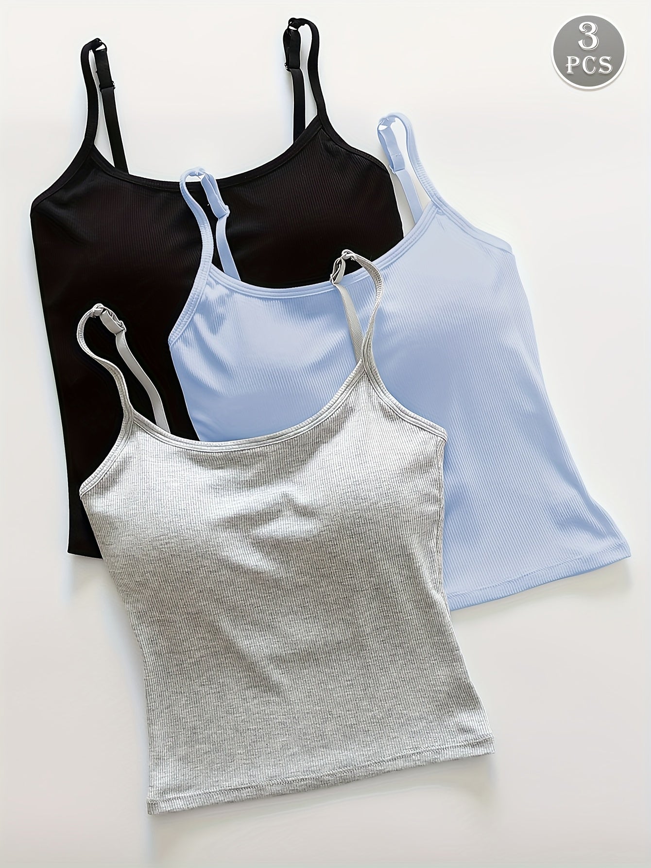 Pack de 3 Tops Cortos con Relleno para Mujer