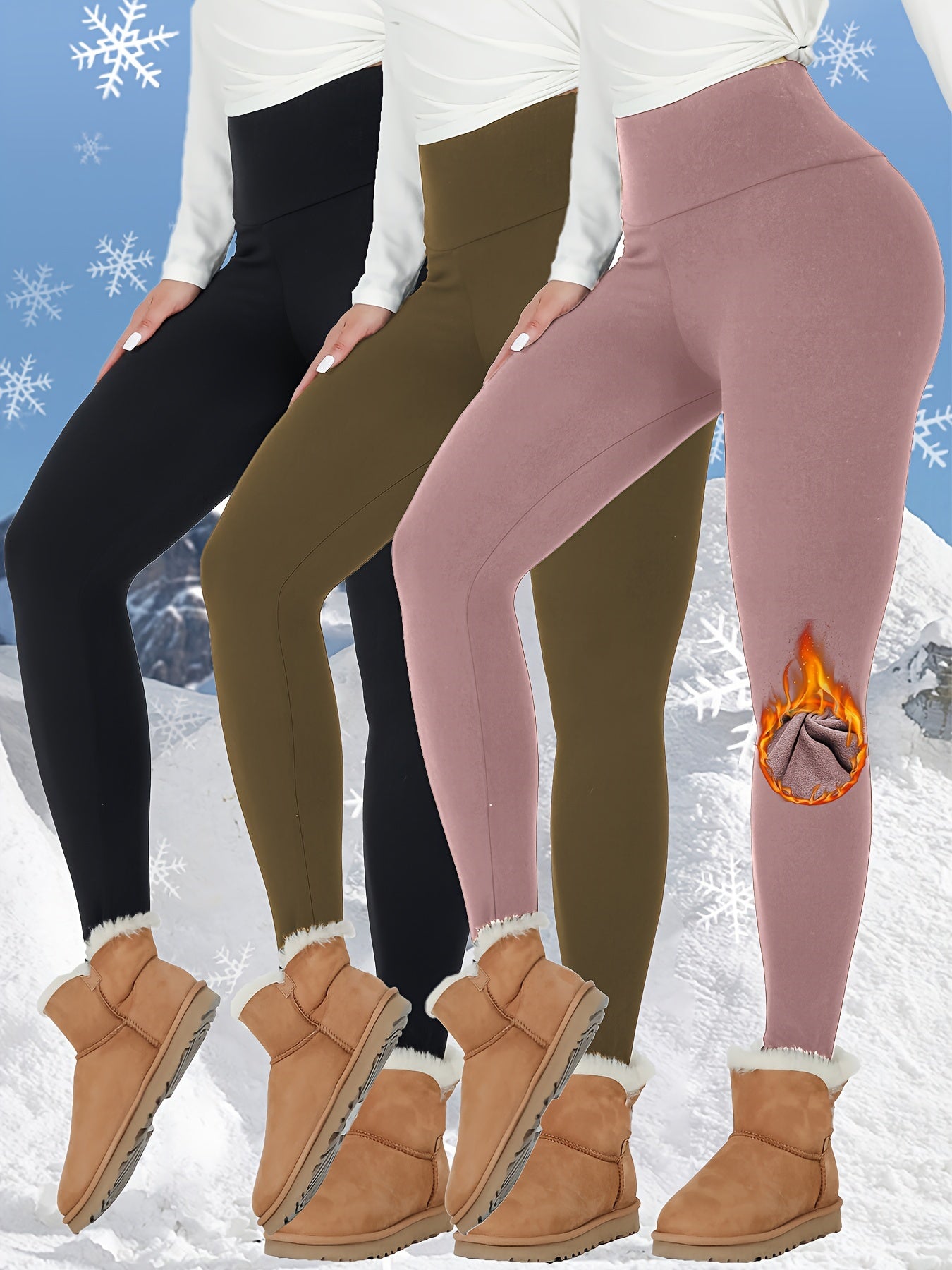 Pack x3 Mallas Térmicas de Cintura Alta para Mujer – Suaves, Gruesas y Cálidas para Invierno