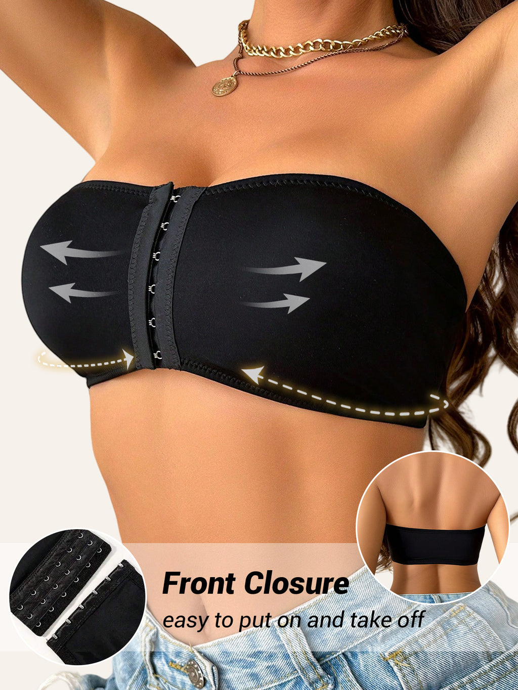 Sujetador Deportivo sin Tirantes para Mujer – Cierre Frontal, Sin Aros y Alta Elasticidad