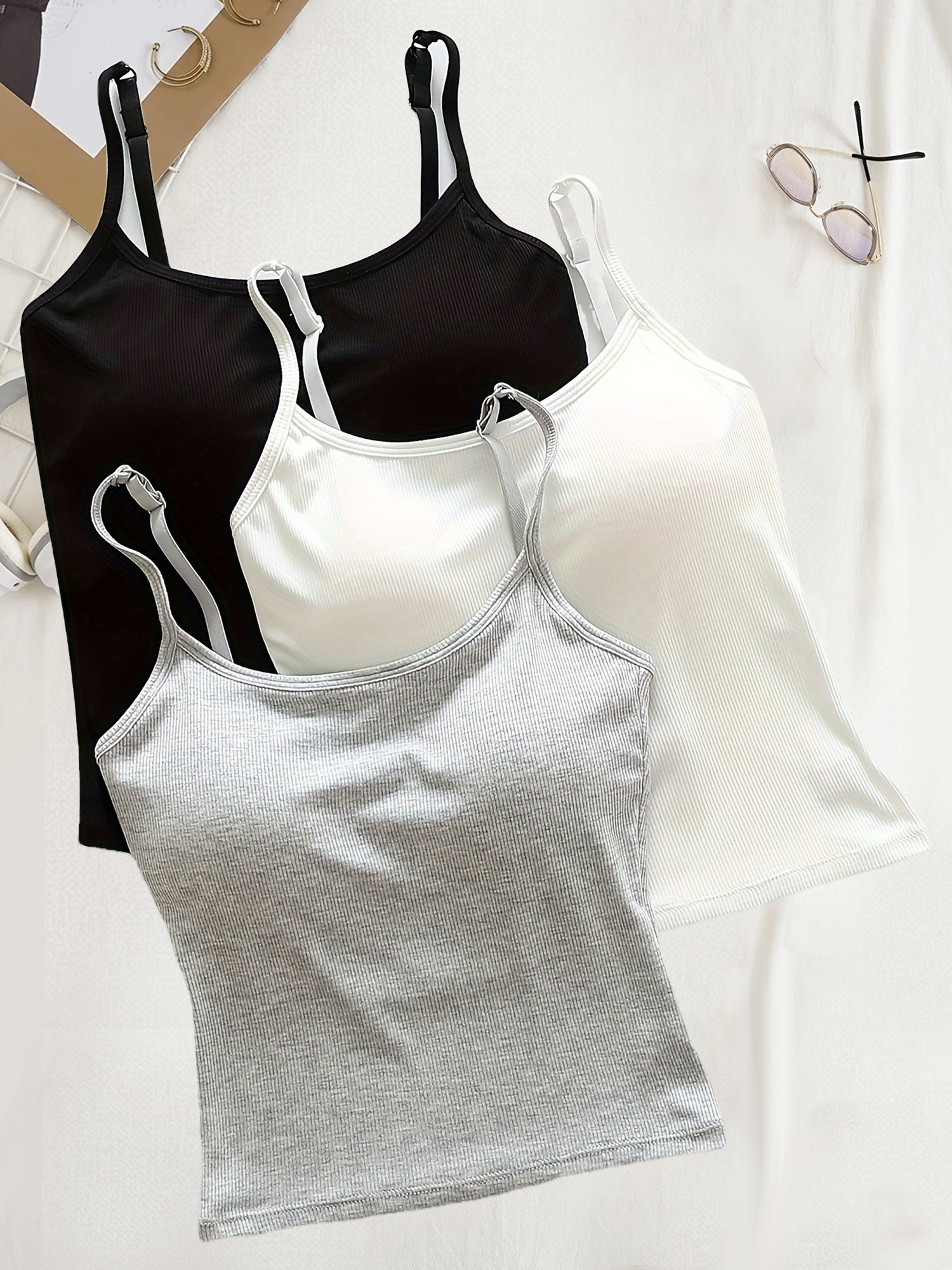 Pack de 3 Tops Cortos con Relleno para Mujer