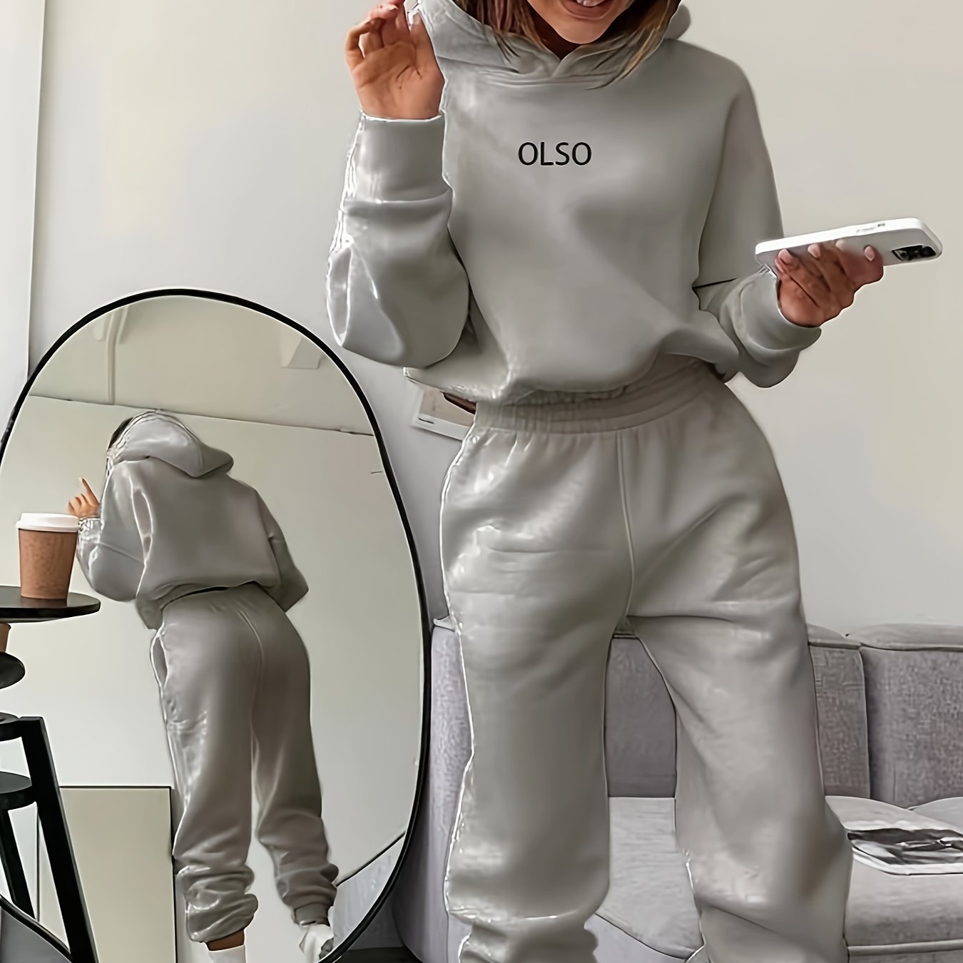 Conjunto Casual para Mujer – Sudadera con Estampado de Letras y Pantalón a Juego