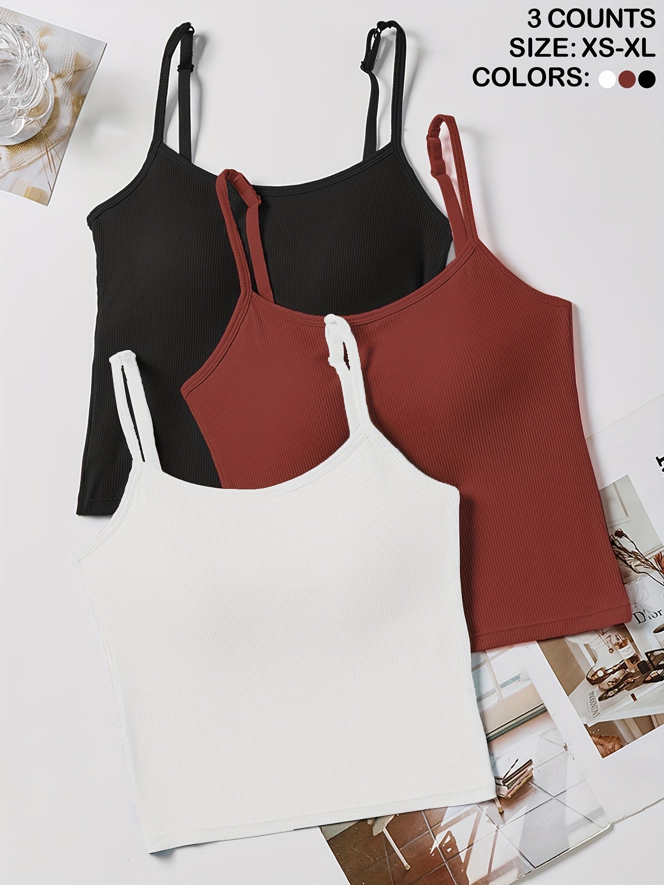 Pack de 3 Tops Cortos con Relleno para Mujer