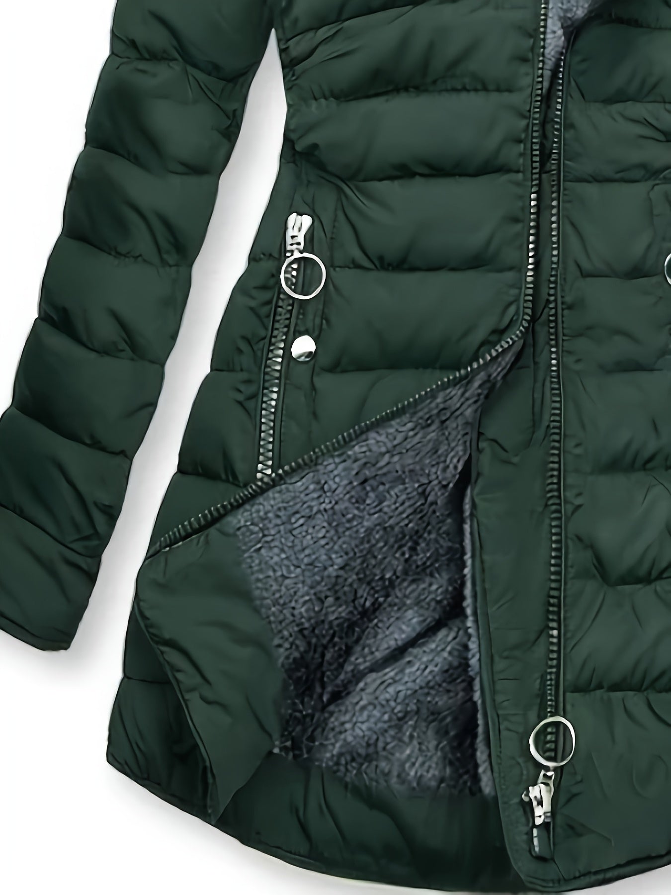 Chaqueta de Invierno con Capucha y Forro Polar – Cálida, Casual y de Largo Medio para Mujer