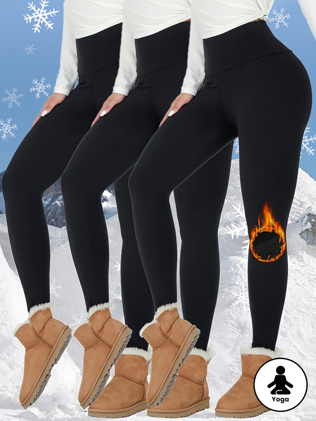 Pack x3 Mallas Térmicas de Cintura Alta para Mujer – Suaves, Gruesas y Cálidas para Invierno