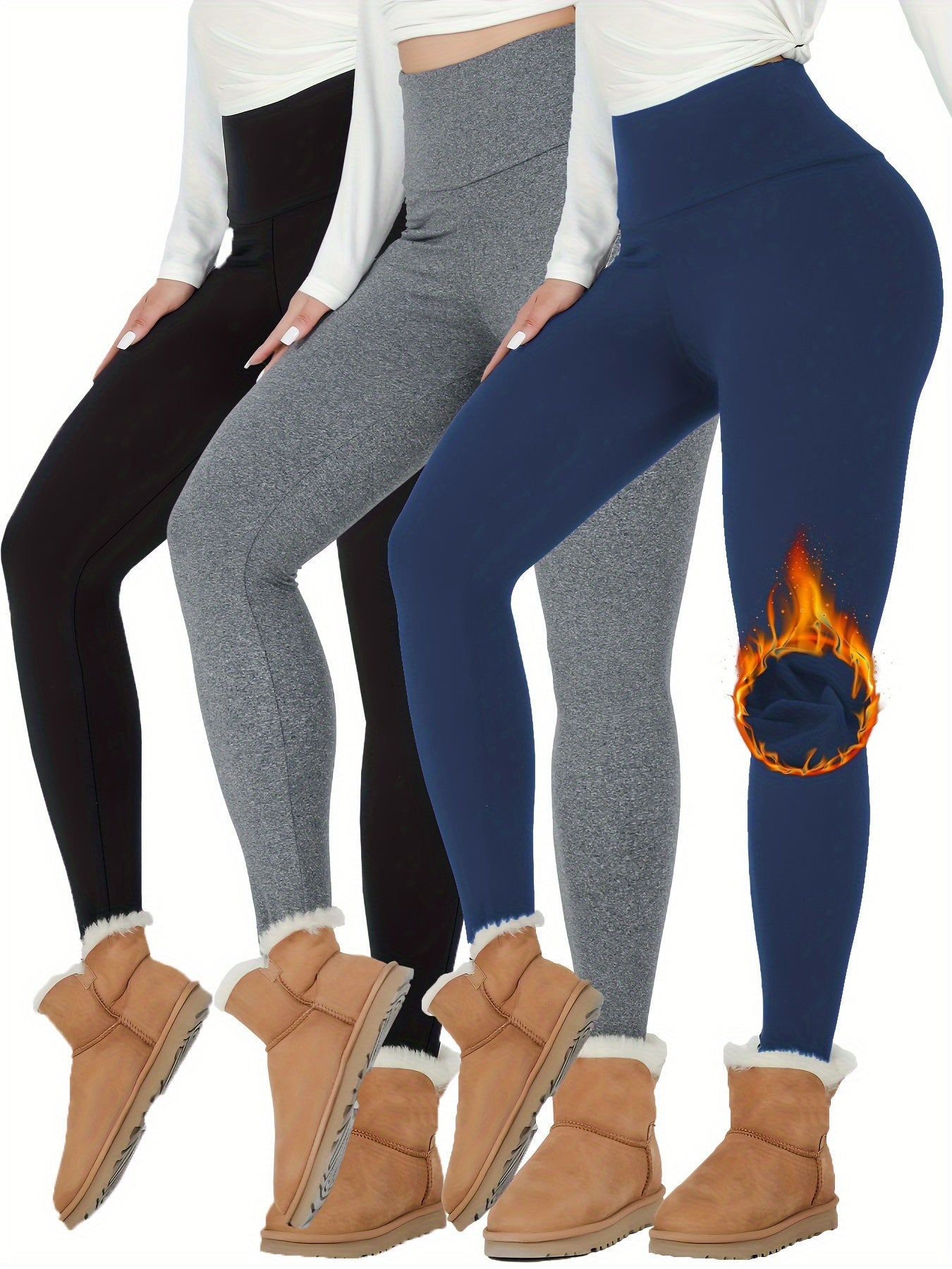 Pack x3 Mallas Térmicas de Cintura Alta para Mujer – Suaves, Gruesas y Cálidas para Invierno