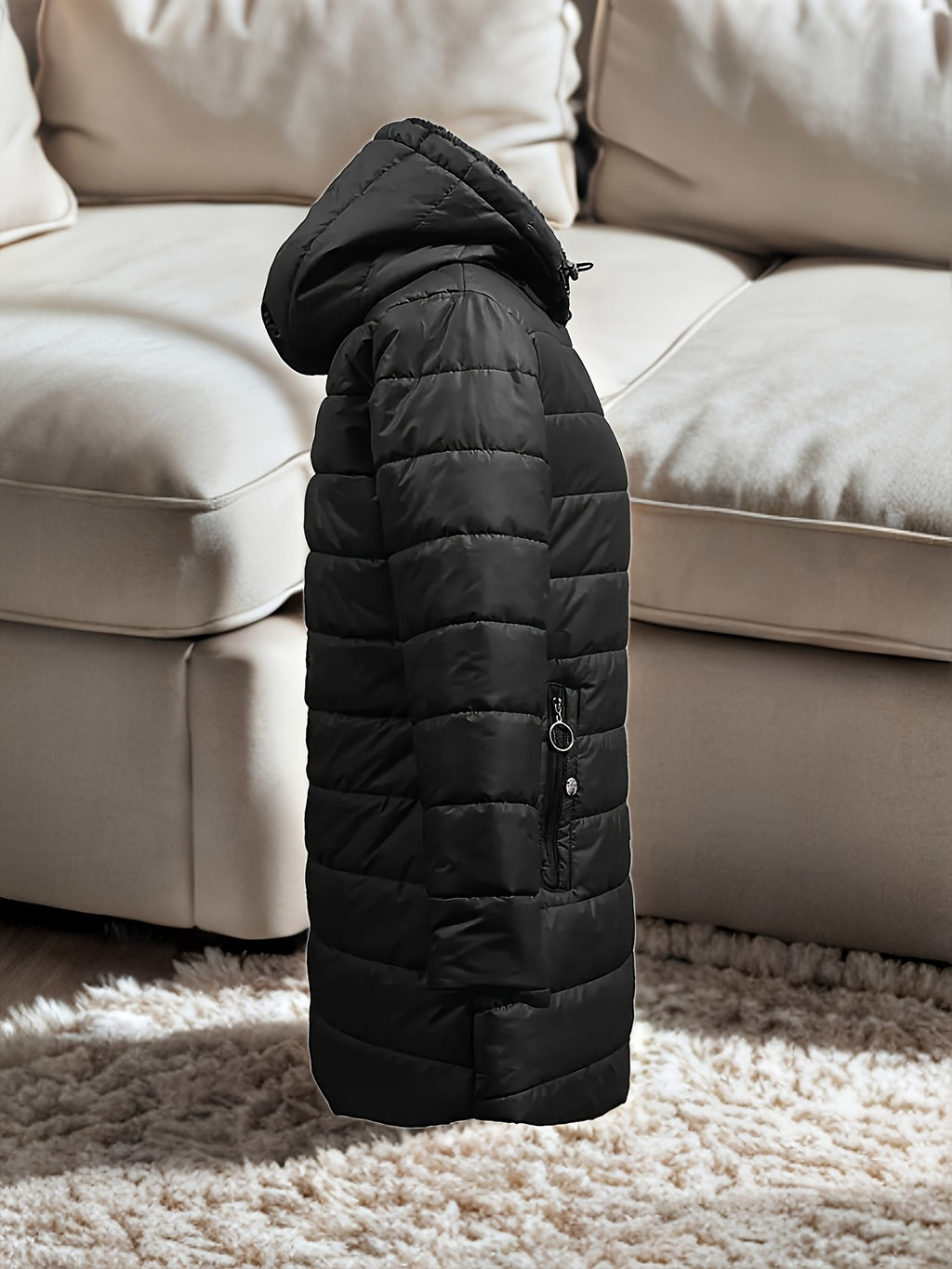 Chaqueta de Invierno con Capucha y Forro Polar – Cálida, Casual y de Largo Medio para Mujer