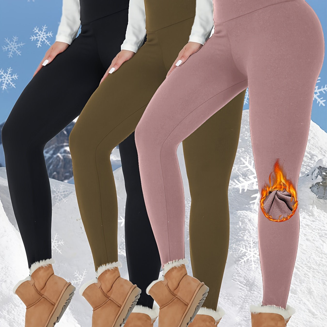 Pack x3 Mallas Térmicas de Cintura Alta para Mujer – Suaves, Gruesas y Cálidas para Invierno