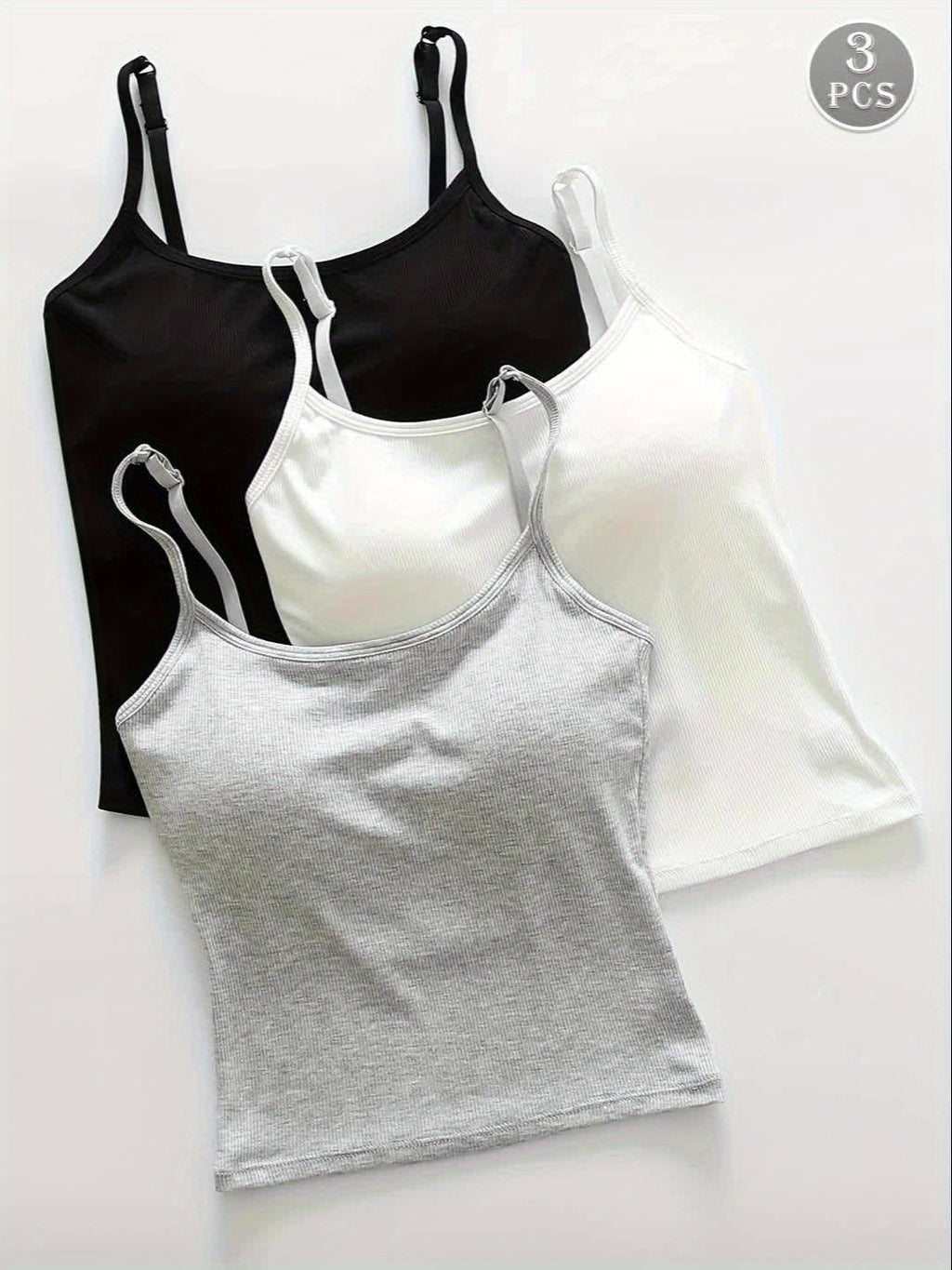 Pack de 3 Tops Cortos con Relleno para Mujer