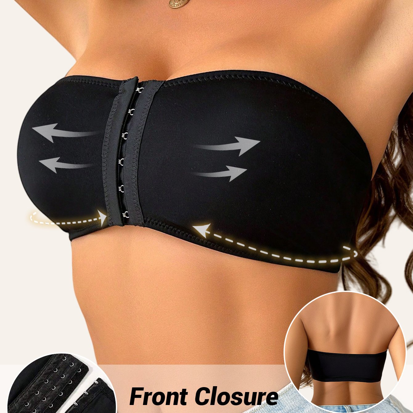 Sujetador Deportivo sin Tirantes para Mujer – Cierre Frontal, Sin Aros y Alta Elasticidad