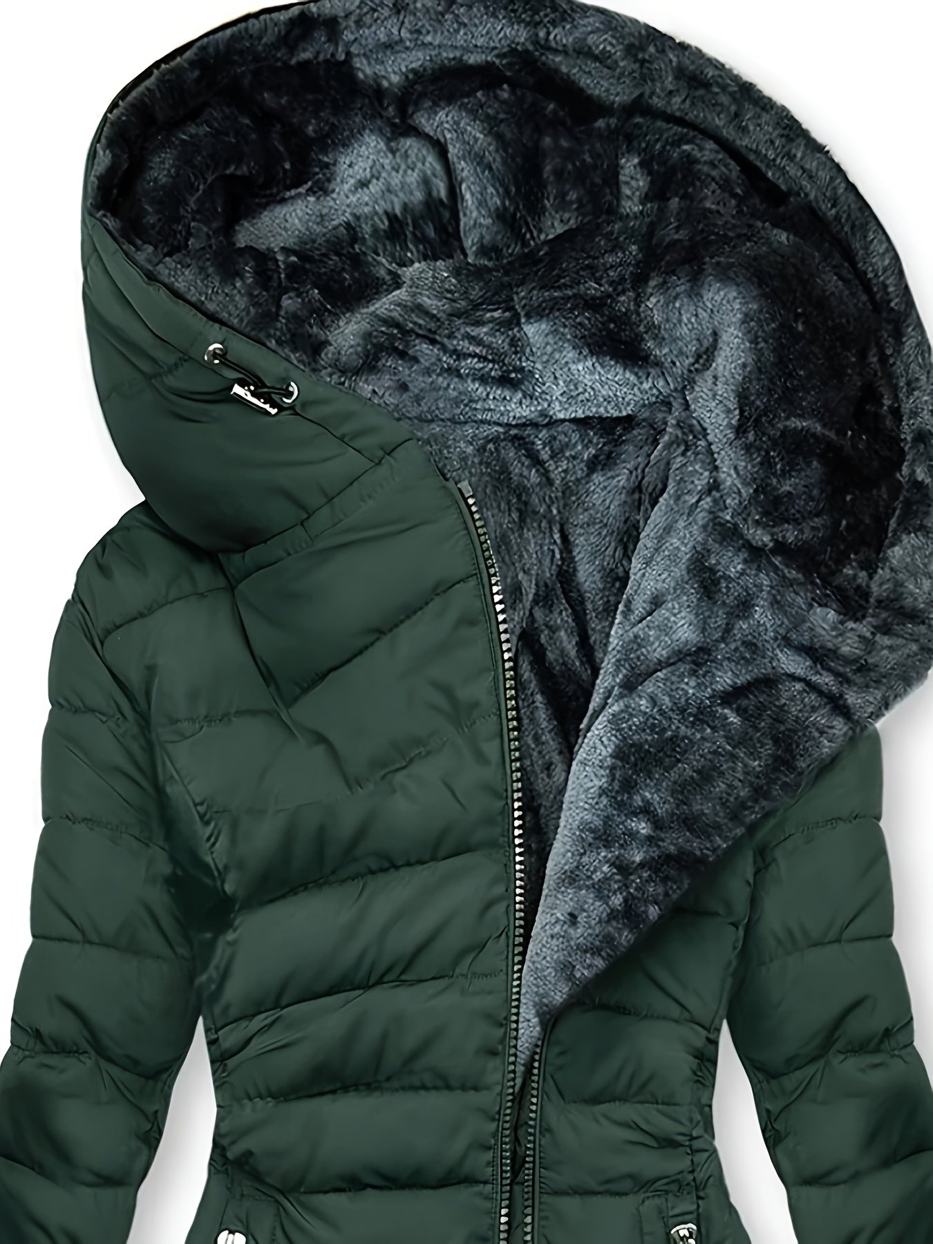 Chaqueta de Invierno con Capucha y Forro Polar – Cálida, Casual y de Largo Medio para Mujer