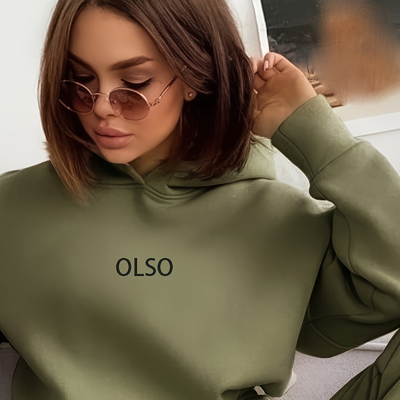 Conjunto Casual para Mujer – Sudadera con Estampado de Letras y Pantalón a Juego