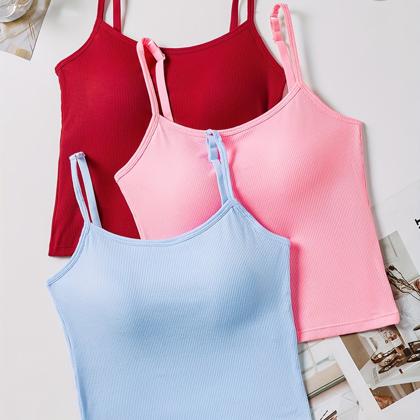 Pack de 3 Tops Cortos con Relleno para Mujer