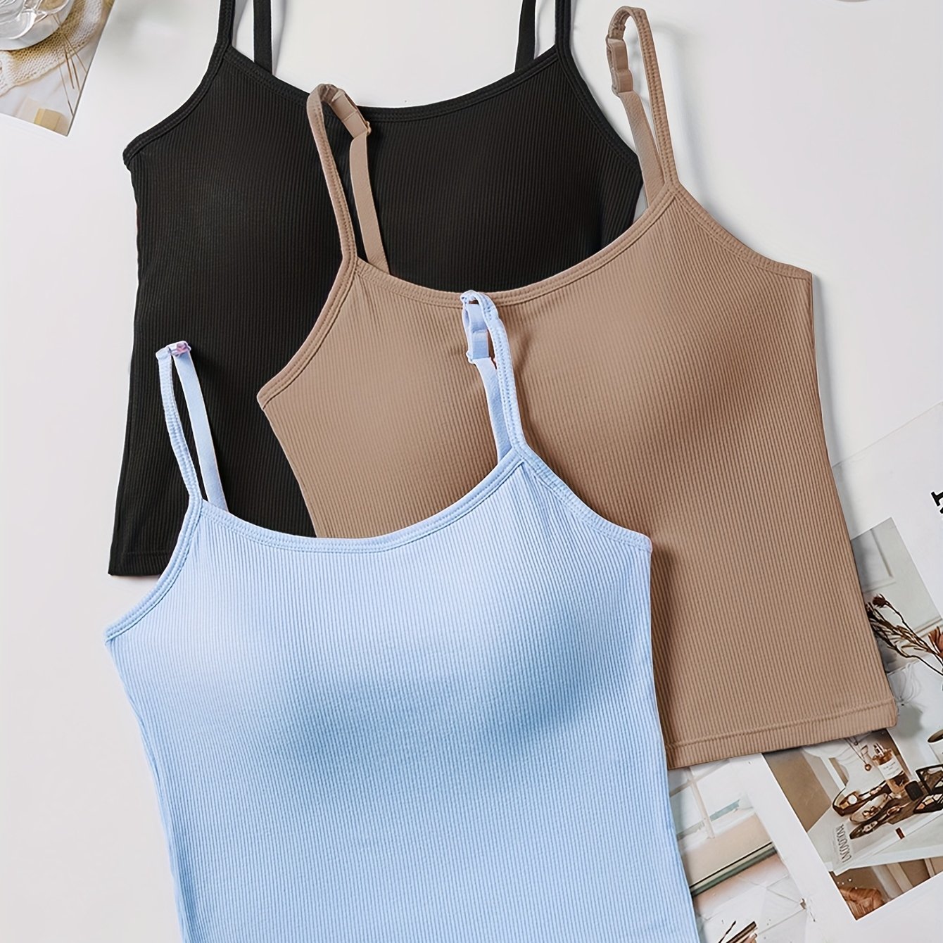 Pack de 3 Tops Cortos con Relleno para Mujer