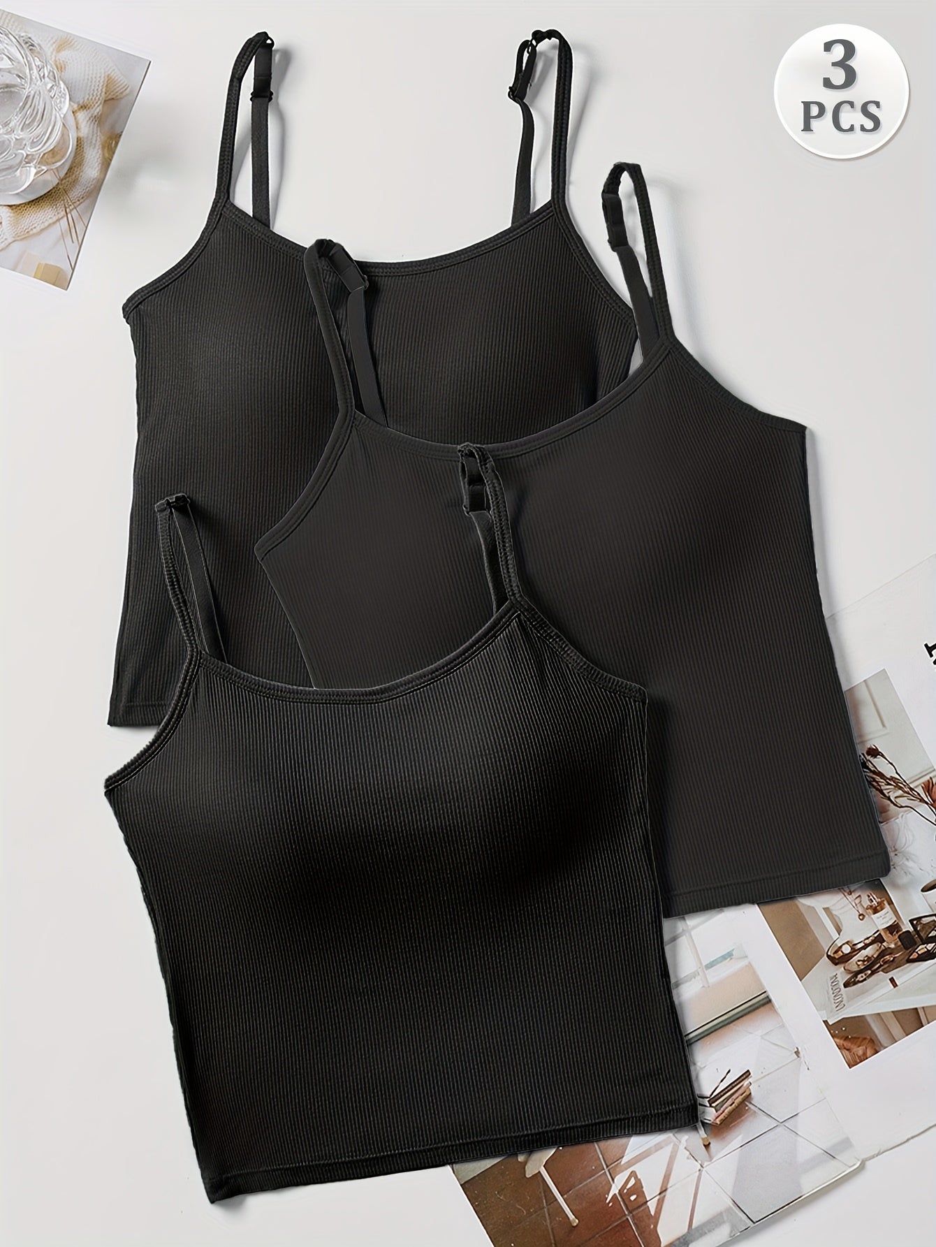 Pack de 3 Tops Cortos con Relleno para Mujer